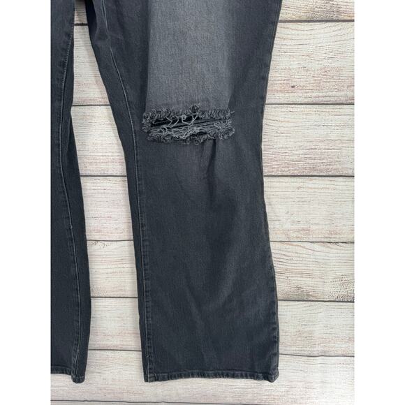 BDG Stretch High-Rise Flare Jeans Mens 39 Black Gray Medium Wash Distressed - Picture 6 of 12